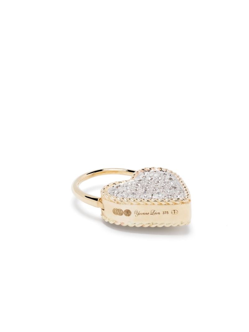 9k Yellow Gold Creole Cadenas Coeur Diamond Single Drop Earring