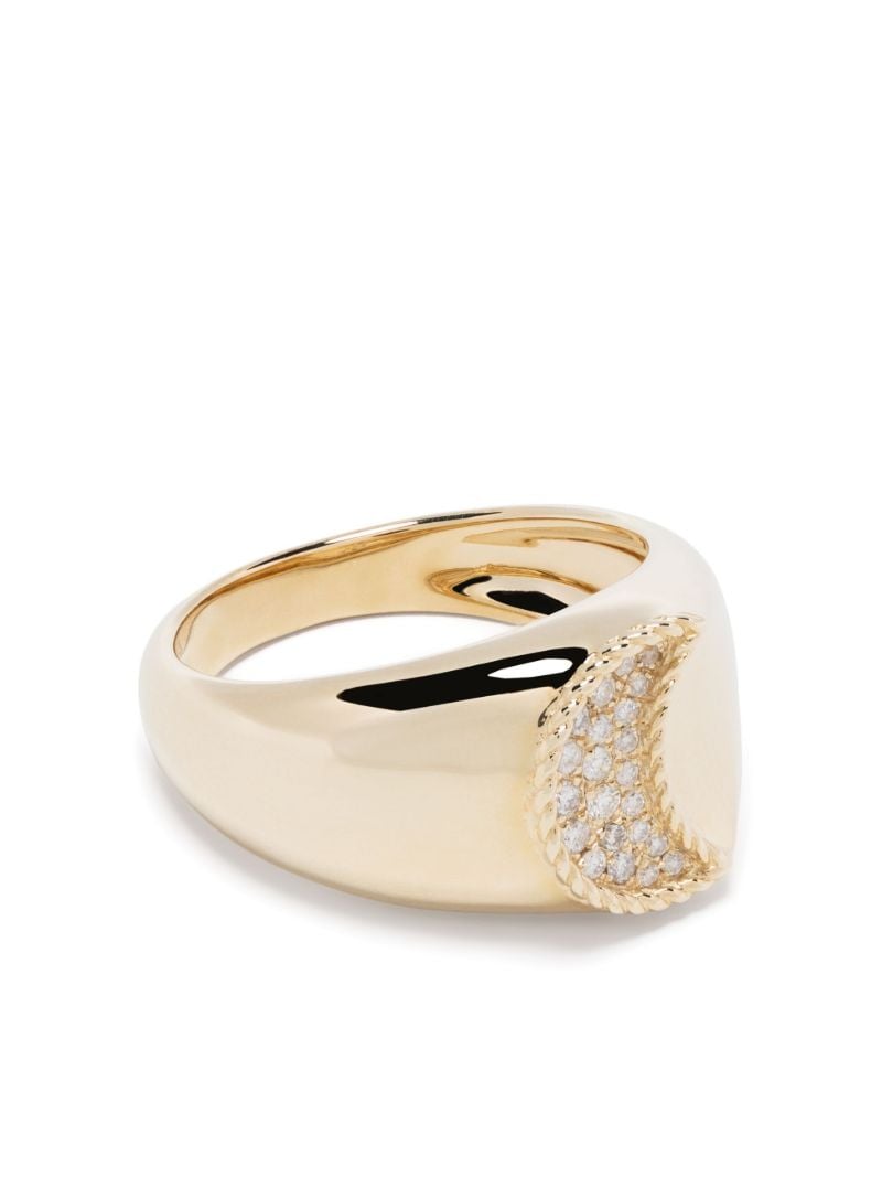 9k Yellow Gold Chevaliere Lune Diamond Ring