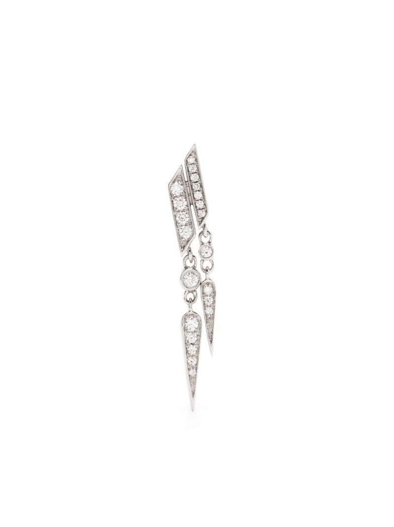 Sterling Silver Anyway Double-drop Diamond Single Earring