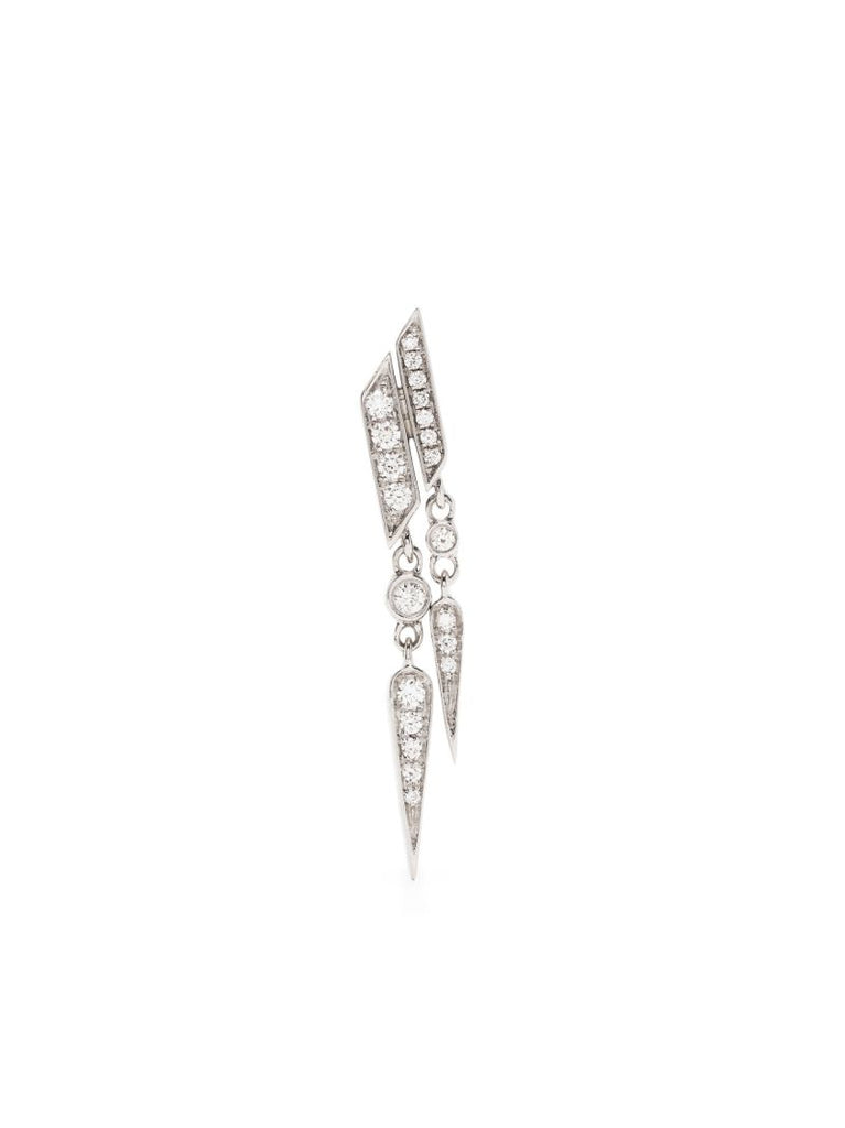 Sterling Silver Anyway Double-drop Diamond Single Earring