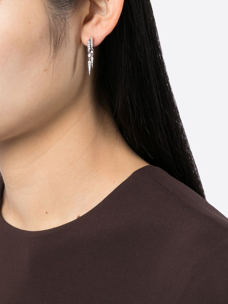 Sterling Silver Anyway Double-drop Diamond Single Earring