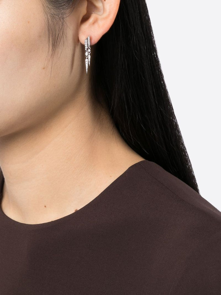 Sterling Silver Anyway Double-drop Diamond Single Earring