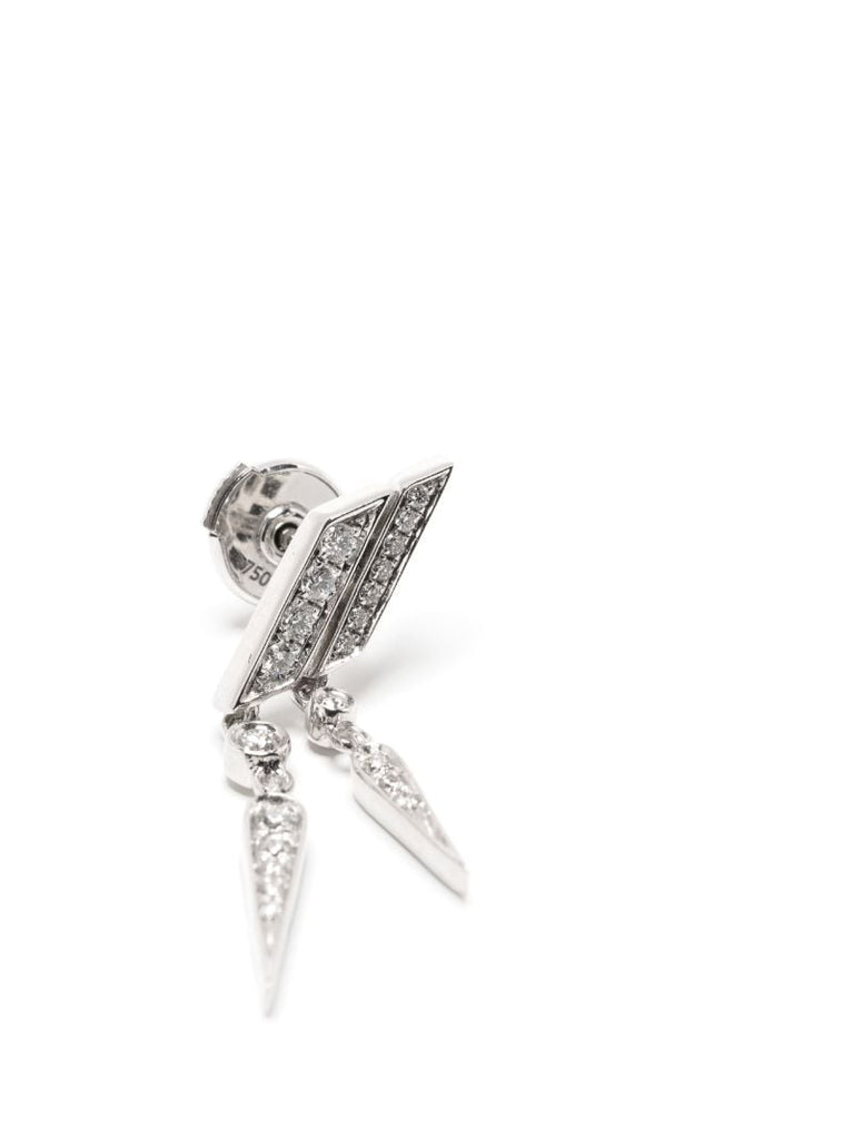 Sterling Silver Anyway Double-drop Diamond Single Earring