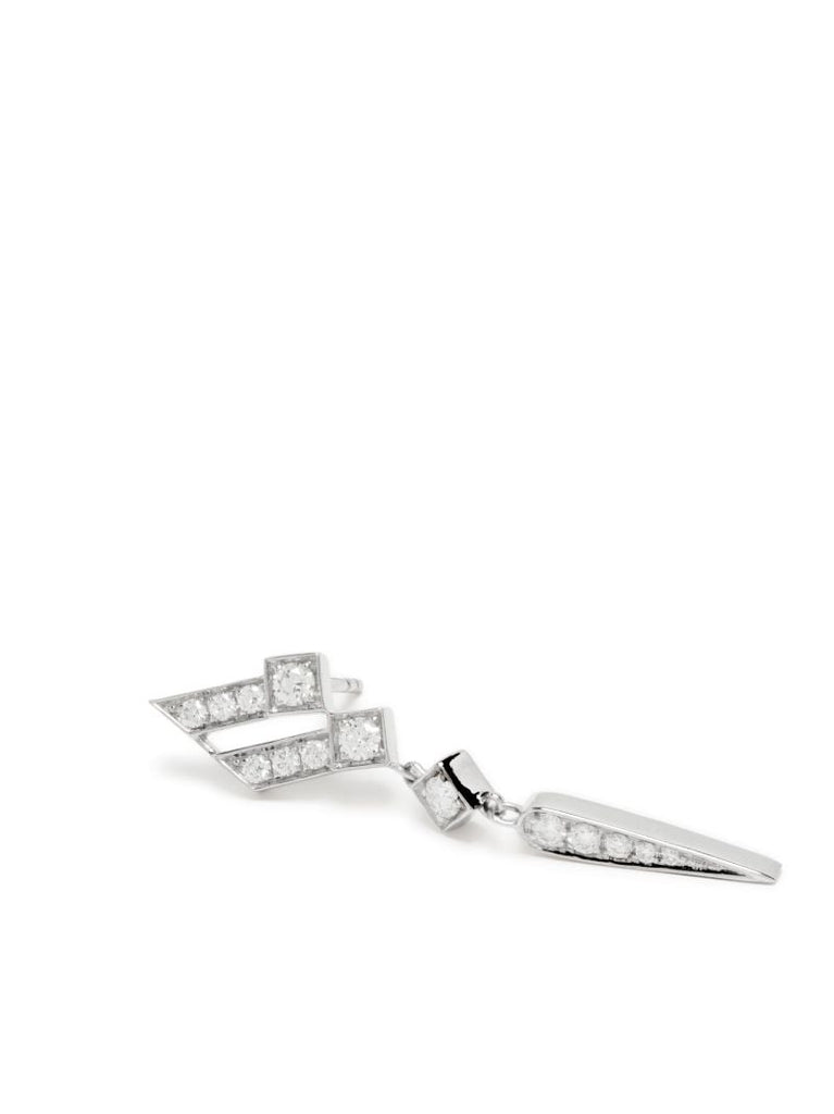 Sterling Silver Stairway Wings Diamond Single Drop Earring