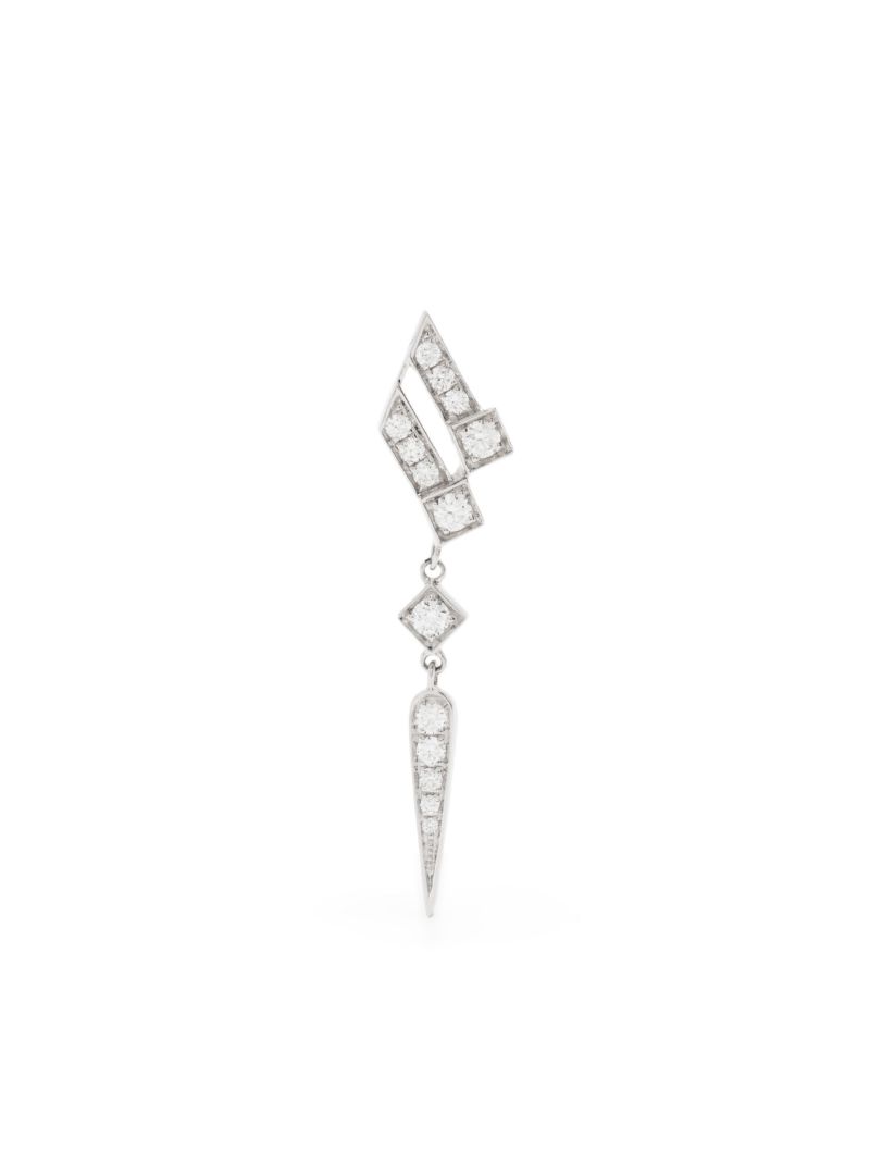 Sterling Silver Stairway Wings Diamond Single Drop Earring