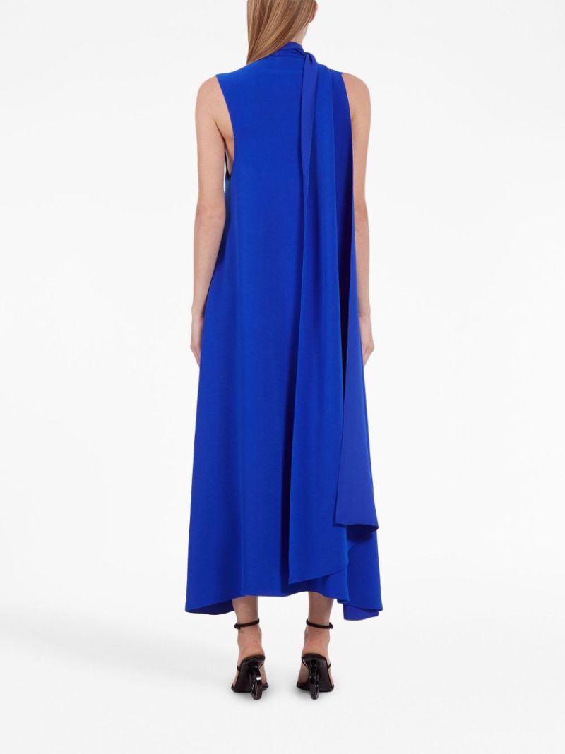 Blue Sash Sleeveless Maxi Dress