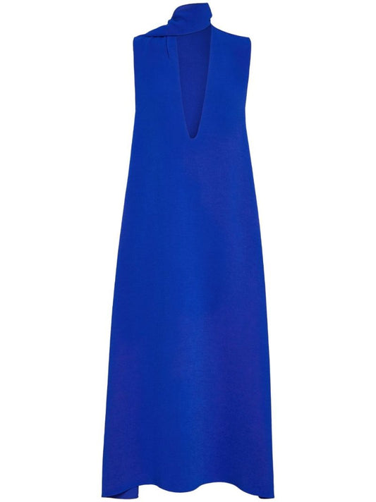 Blue Sash Sleeveless Maxi Dress