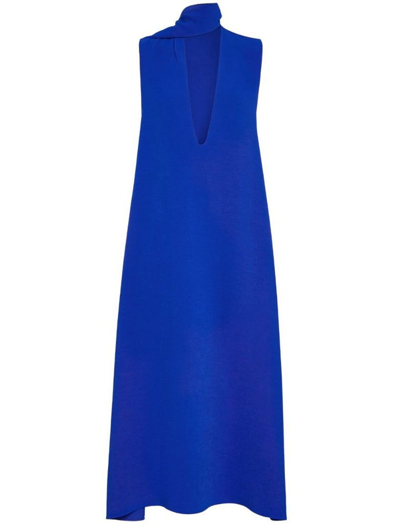 Blue Sash Sleeveless Maxi Dress