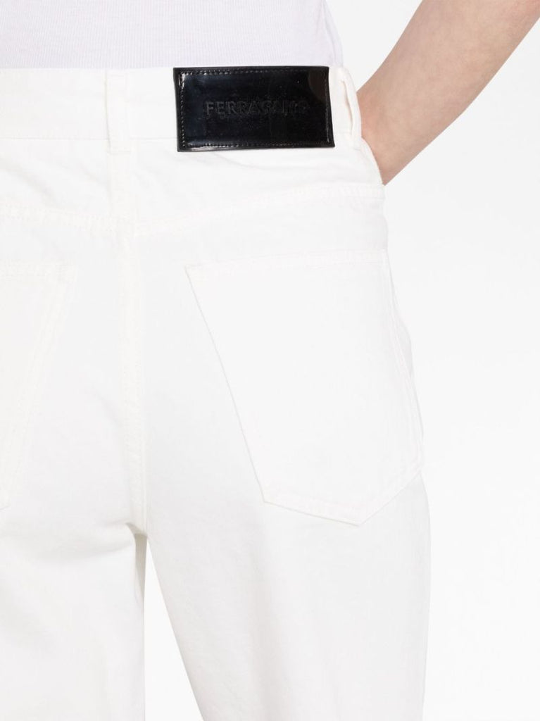 White High-rise Straight-leg Jeans