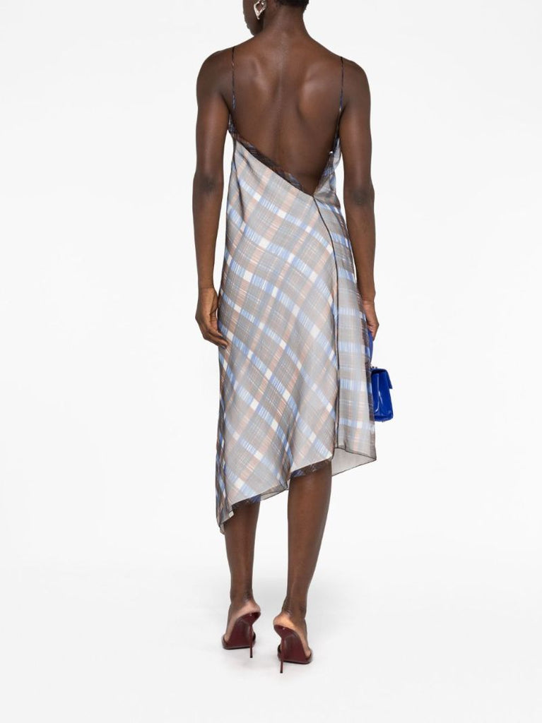 Brown Plaid Check Organza Dress