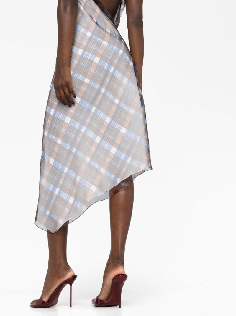 Brown Plaid Check Organza Dress