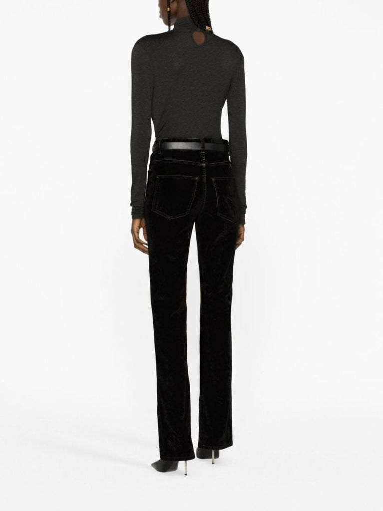 Black Velvet Straight-leg Trousers
