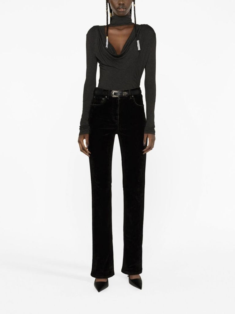 Black Velvet Straight-leg Trousers