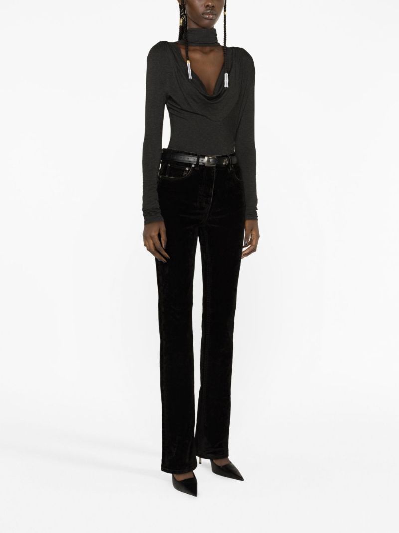 Black Velvet Straight-leg Trousers