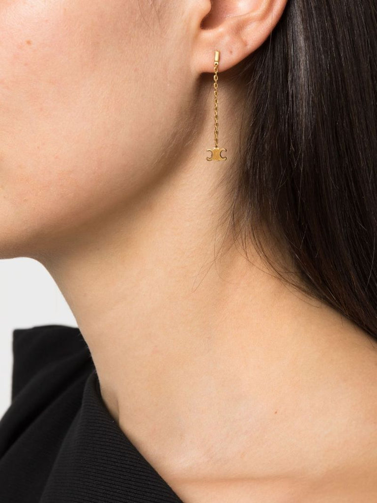 Gold-tone Triomphe Drop Earrings