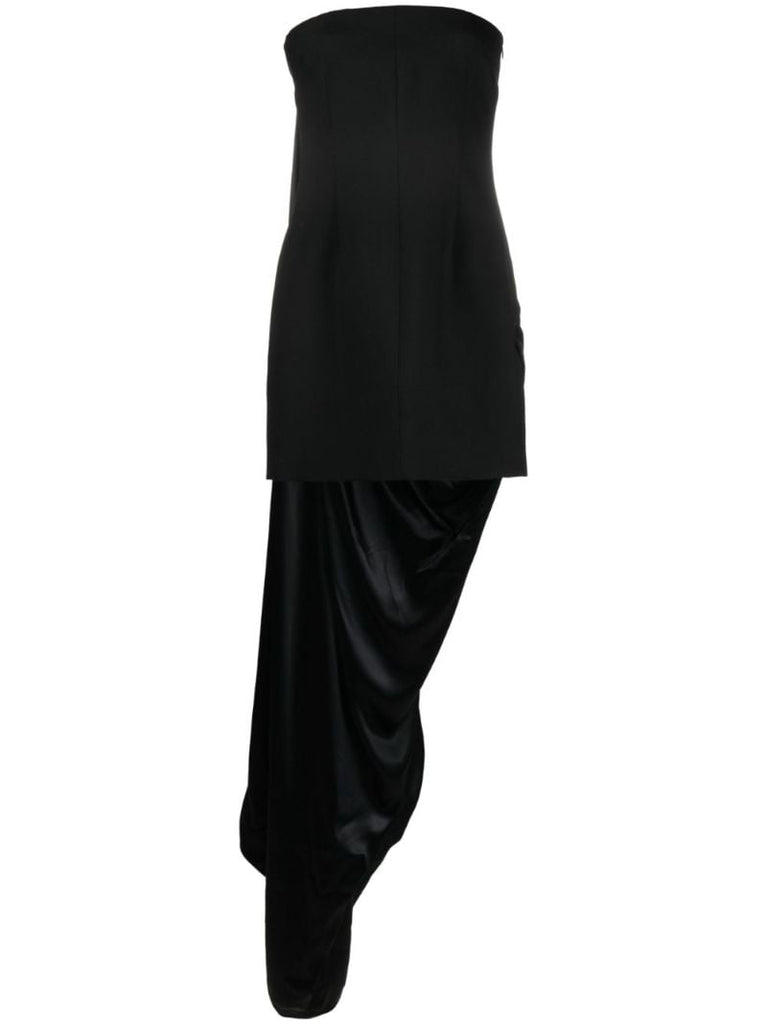 Black Draped Strapless Dress