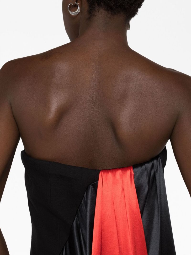 Black Draped Strapless Dress