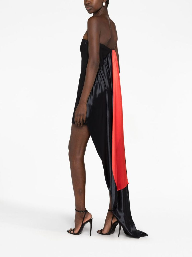 Black Draped Strapless Dress