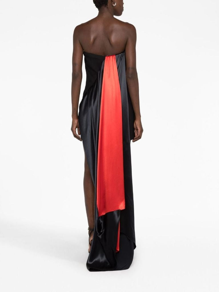 Black Draped Strapless Dress