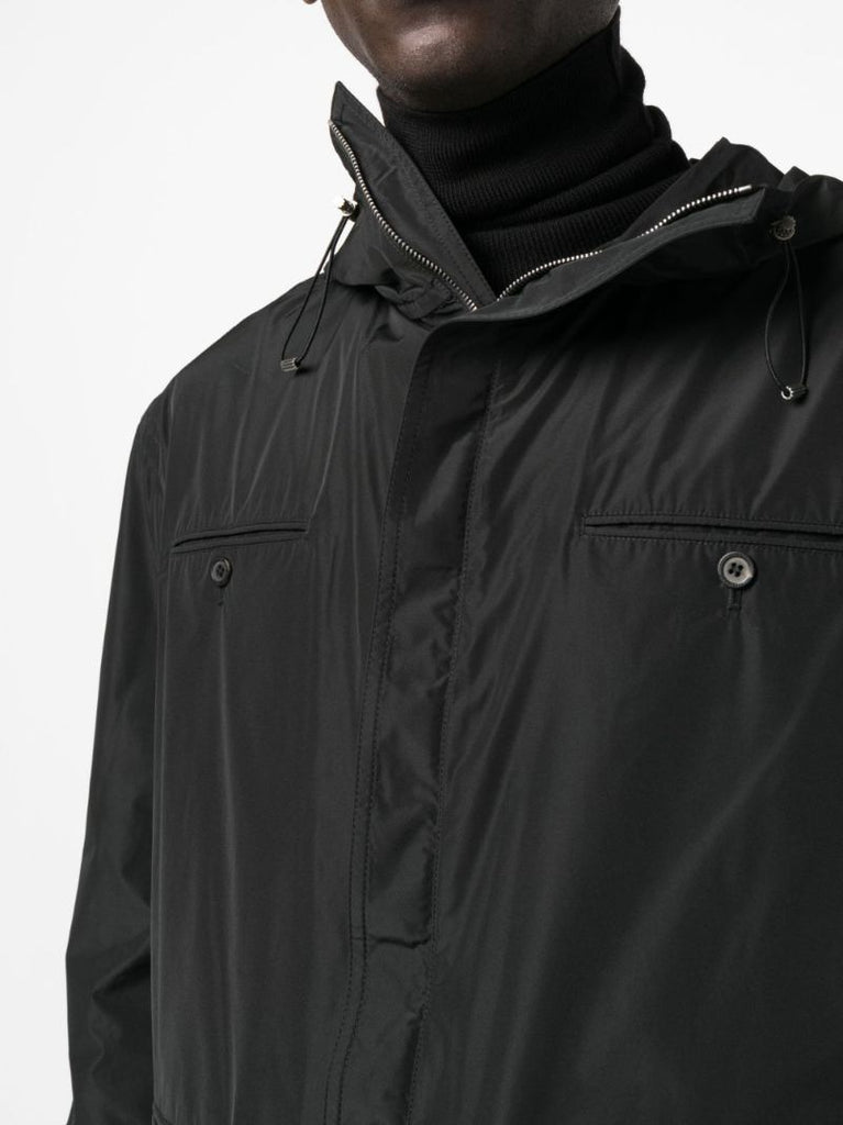 Black Hooded Blouson Jacket