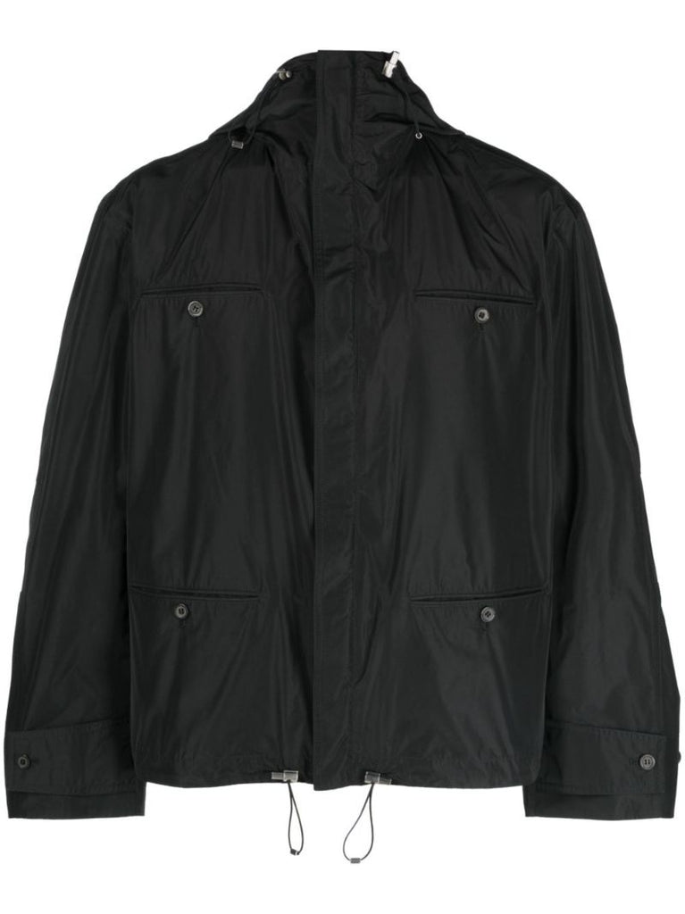 Black Hooded Blouson Jacket