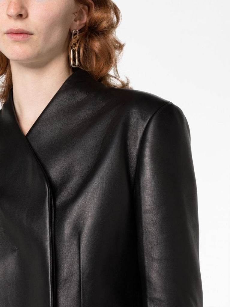 Black Cropped Leather Jacket