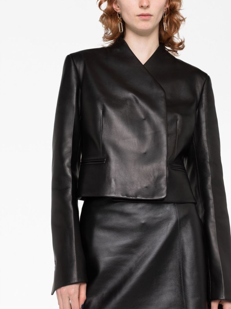 Black Cropped Leather Jacket