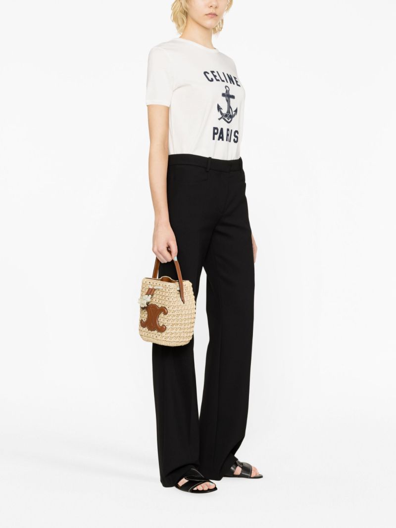 Brown Teen Drawstring Raffia Bucket Bag