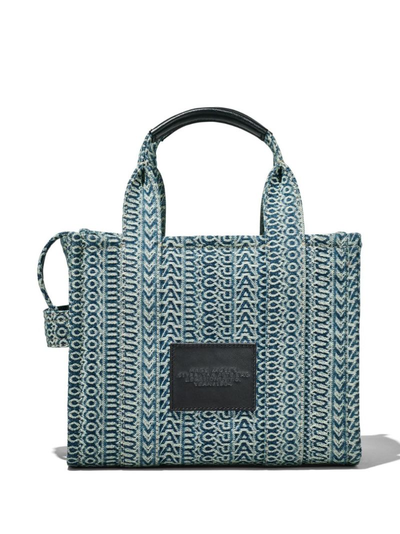 Blue the Washed Monogram Denim Tote Bag