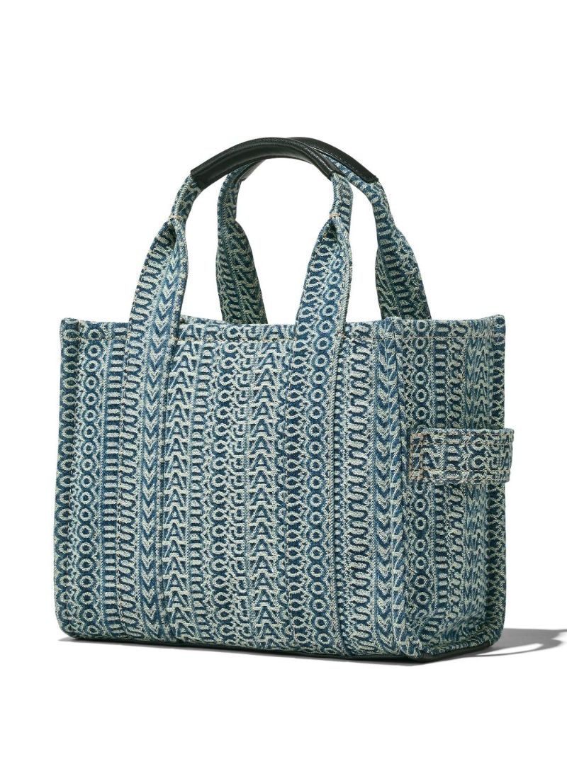Blue the Washed Monogram Denim Tote Bag