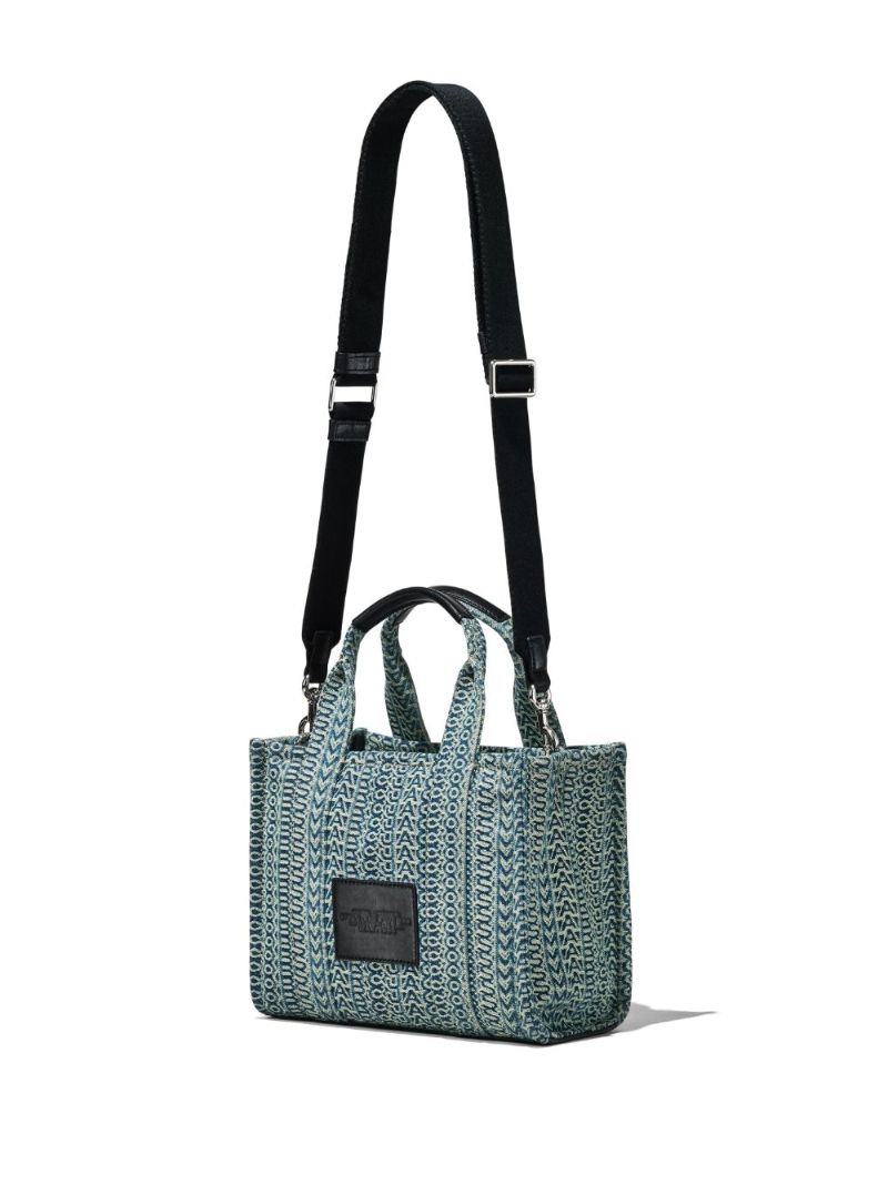Blue the Washed Monogram Denim Tote Bag