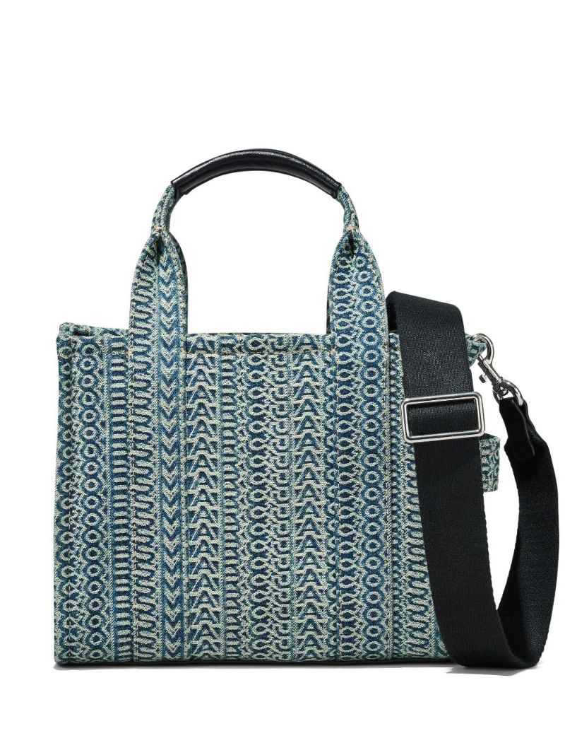Blue the Washed Monogram Denim Tote Bag