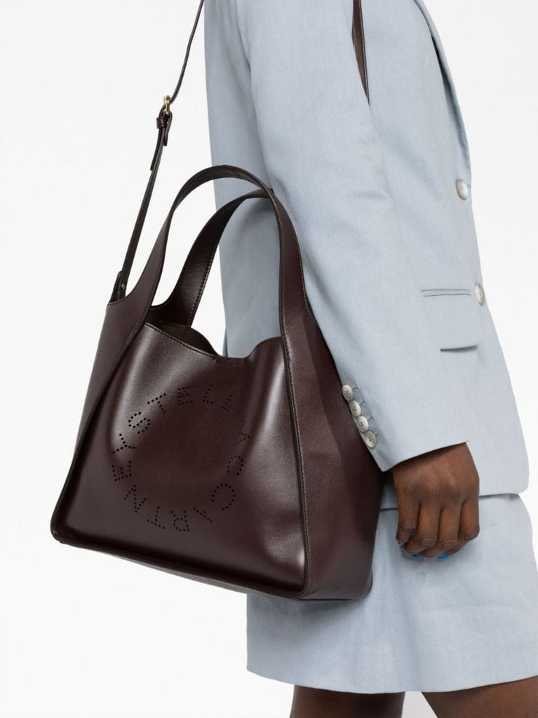 Brown Stella Logo Faux Leather Tote Bag
