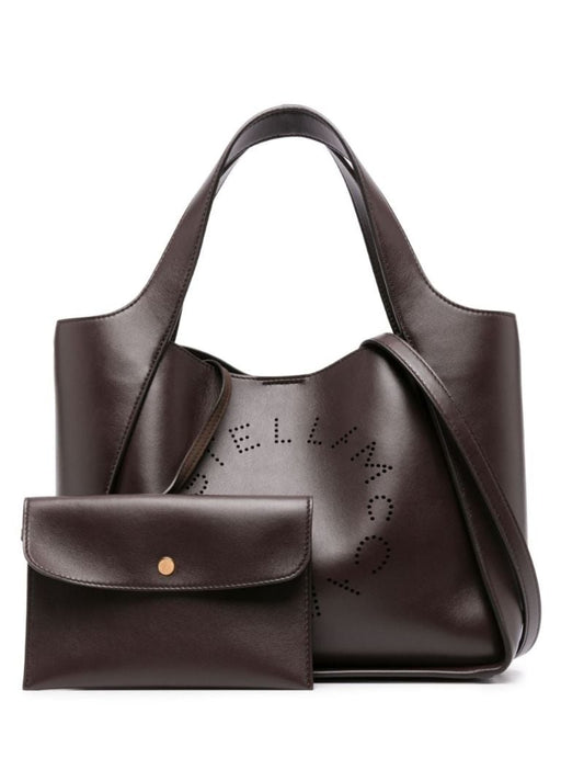 Brown Stella Logo Faux Leather Tote Bag