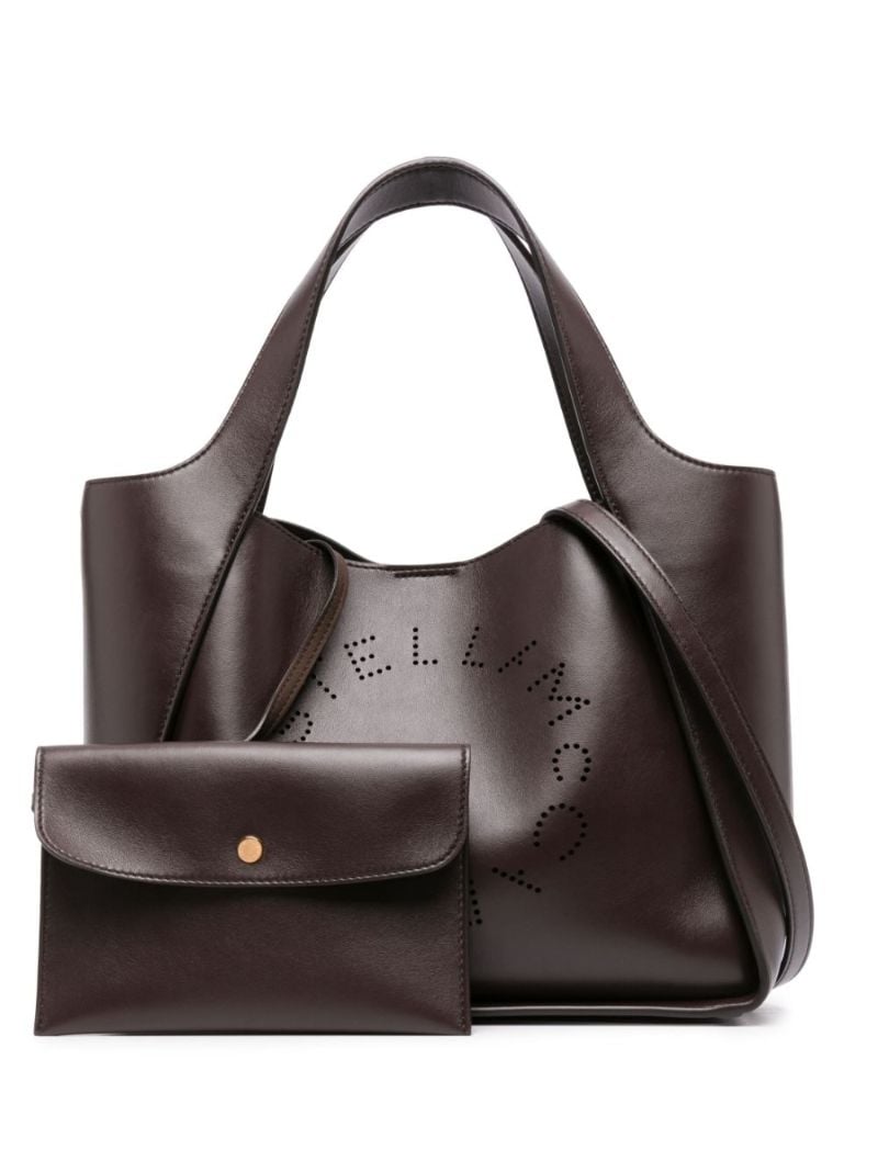 Brown Stella Logo Faux Leather Tote Bag