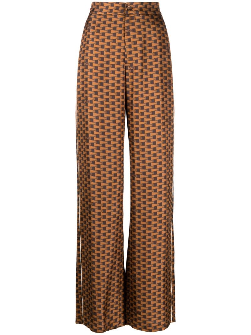 Brown Printed Wide-leg Trousers