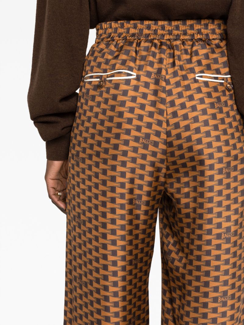 Brown Printed Wide-leg Trousers