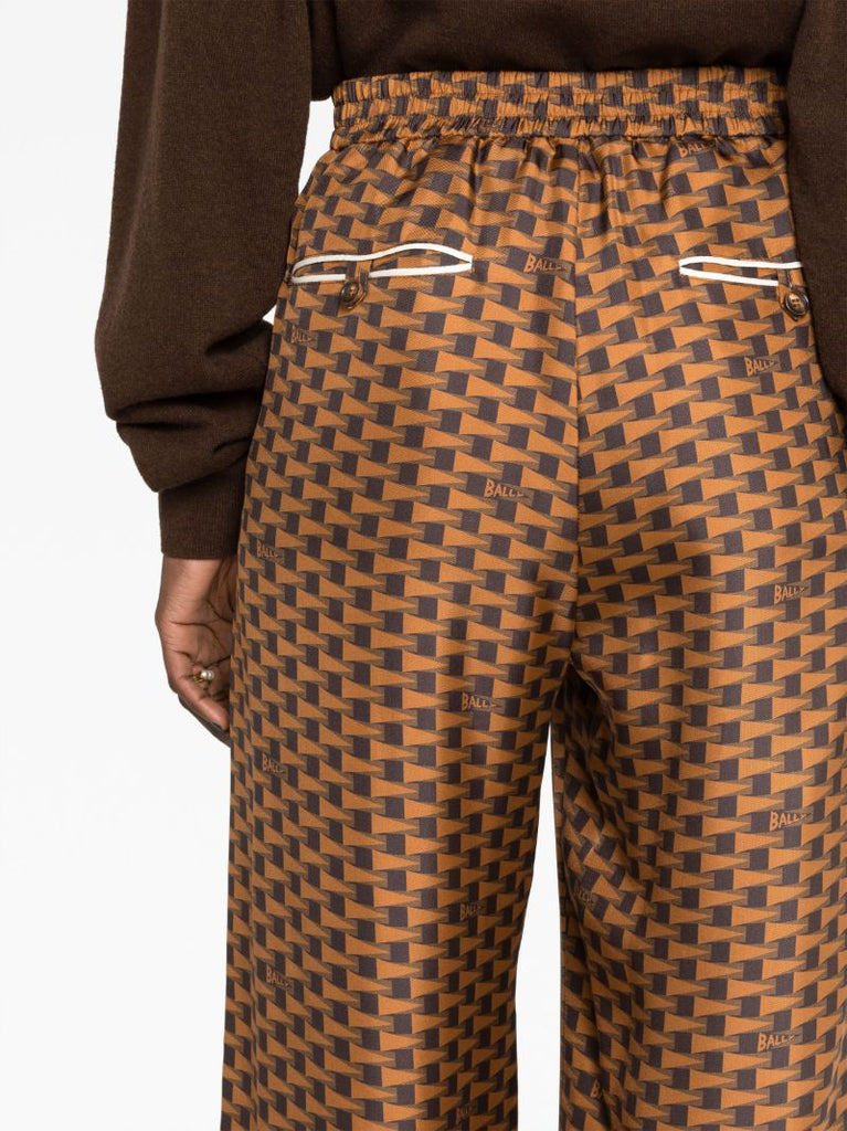 Brown Printed Wide-leg Trousers