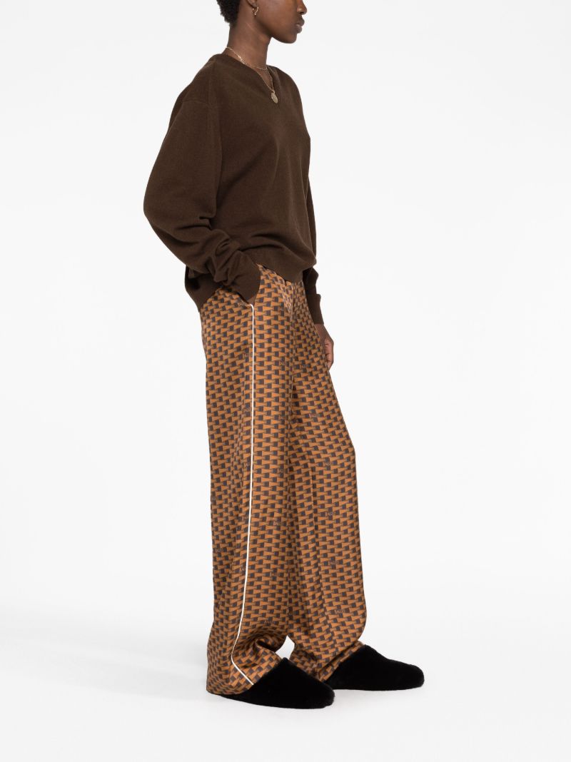 Brown Printed Wide-leg Trousers