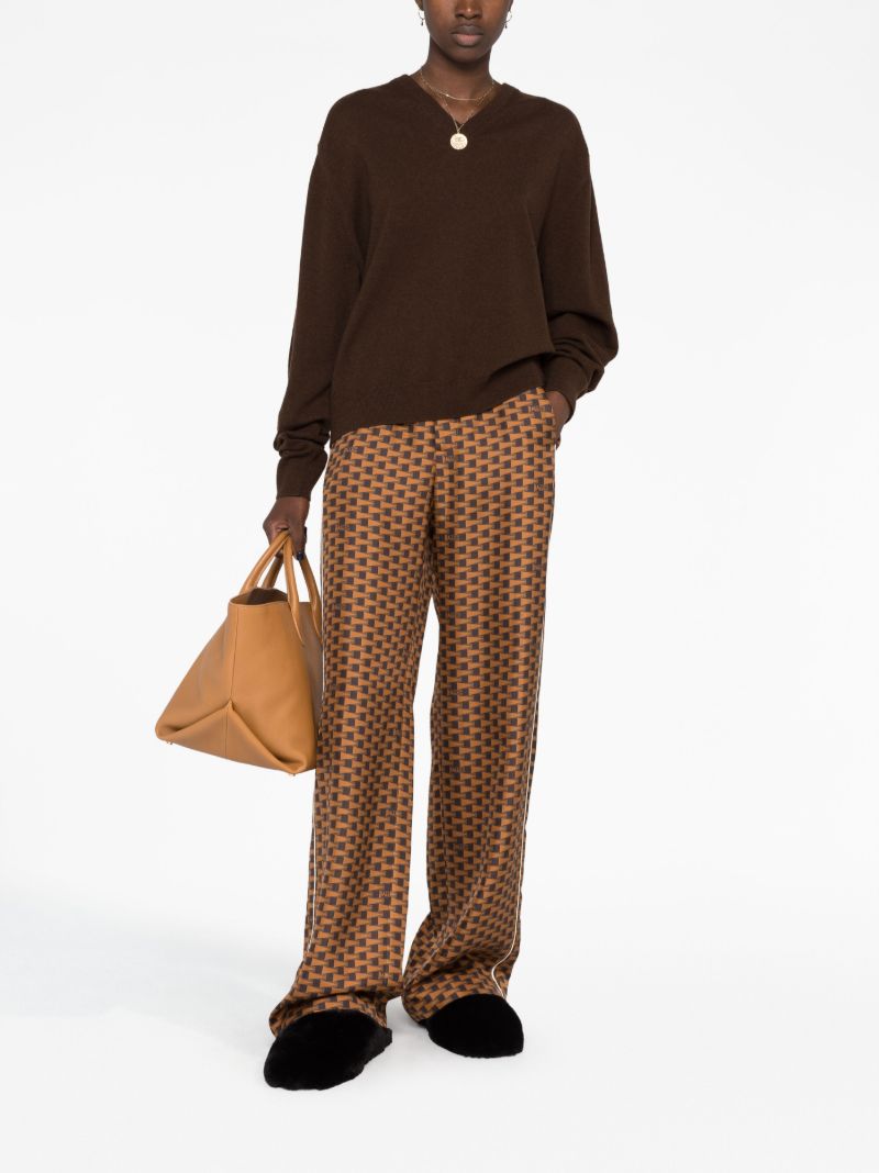 Brown Printed Wide-leg Trousers