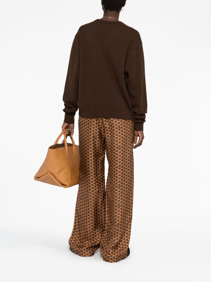 Brown Printed Wide-leg Trousers