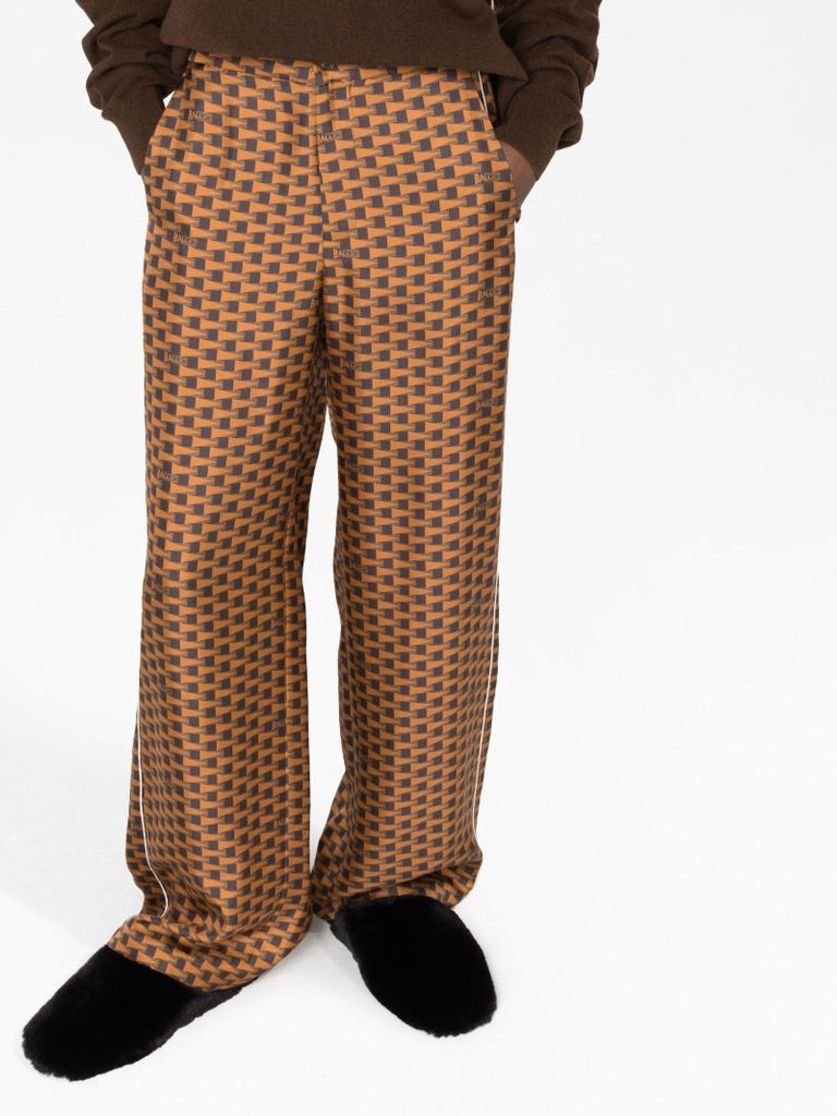 Brown Printed Wide-leg Trousers