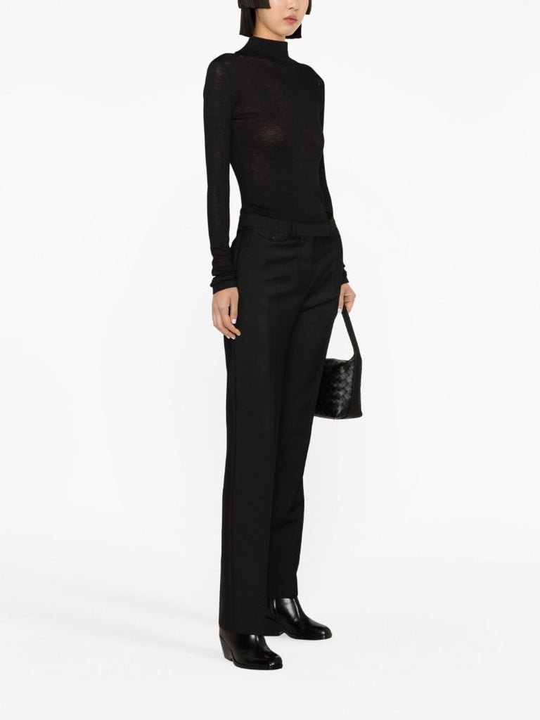 Black High Waist Straight-leg Trousers