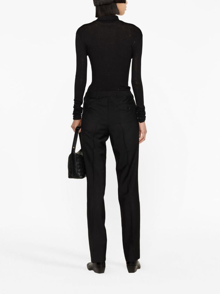 Black High Waist Straight-leg Trousers