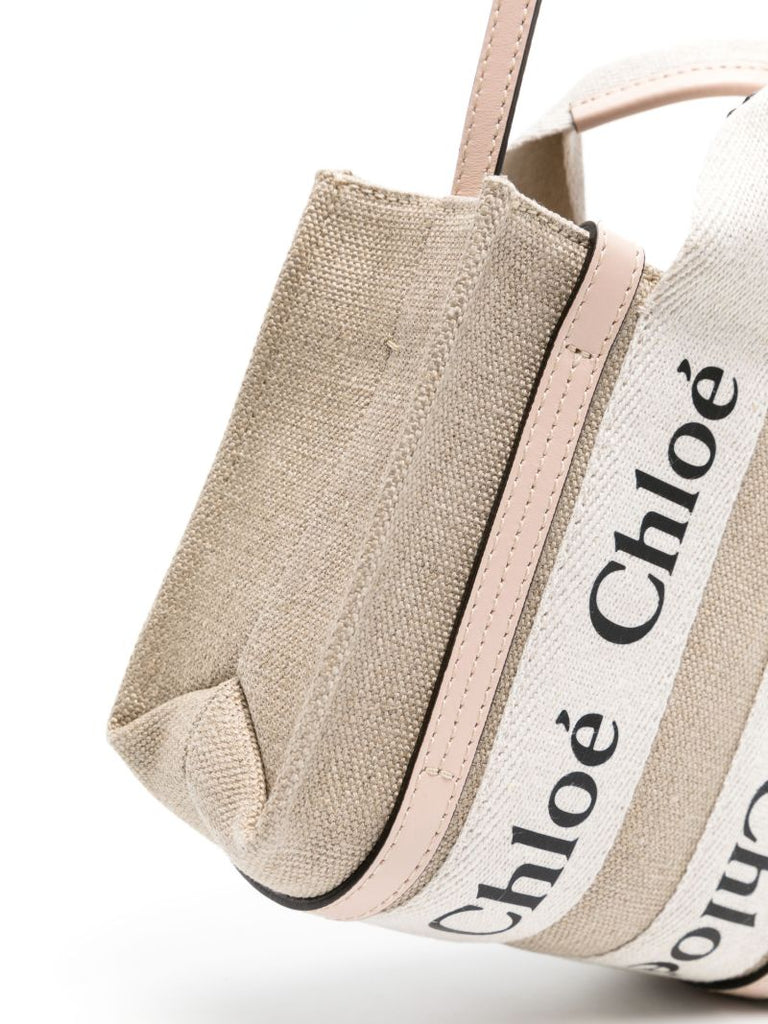 Neutral  Woody Small Linen Tote Bag