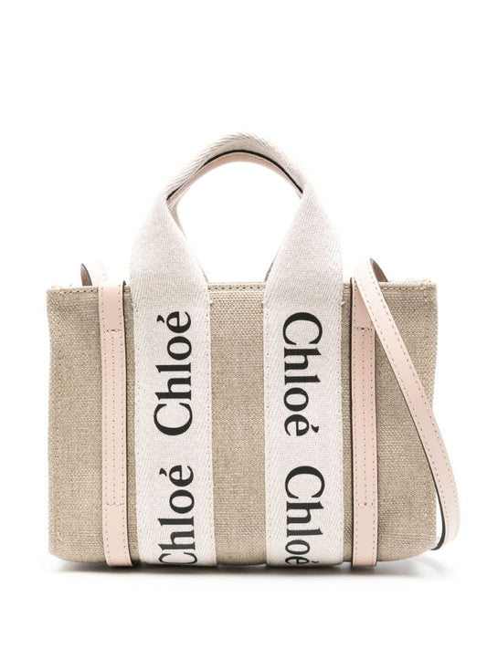 Neutral  Woody Small Linen Tote Bag