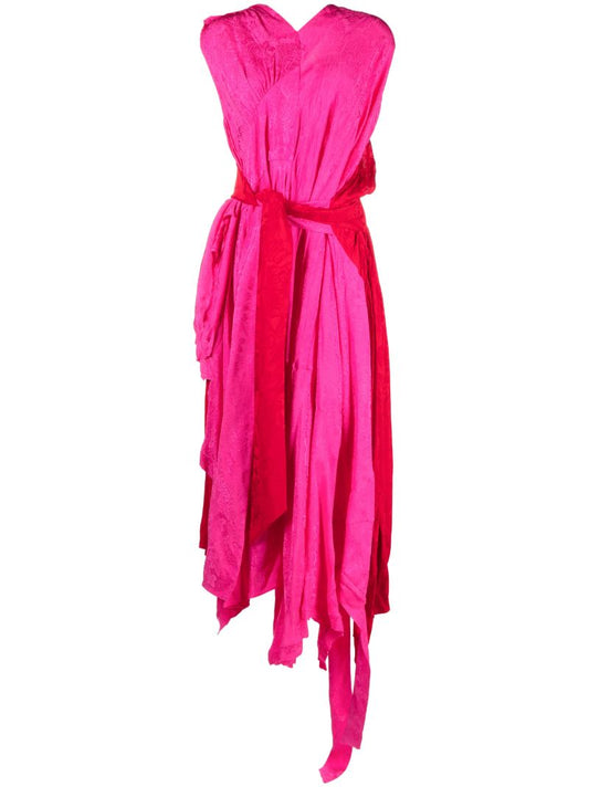 Pink Asymmetric Midi Dress