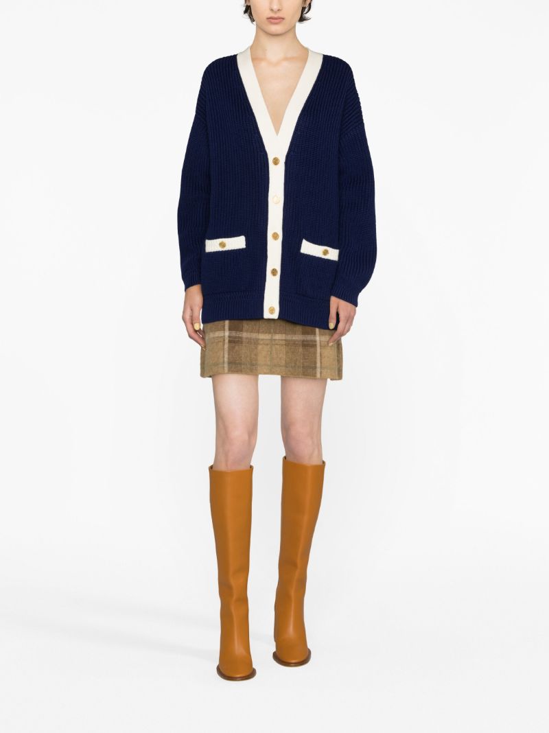 Blue V-neck Wool Cardigan
