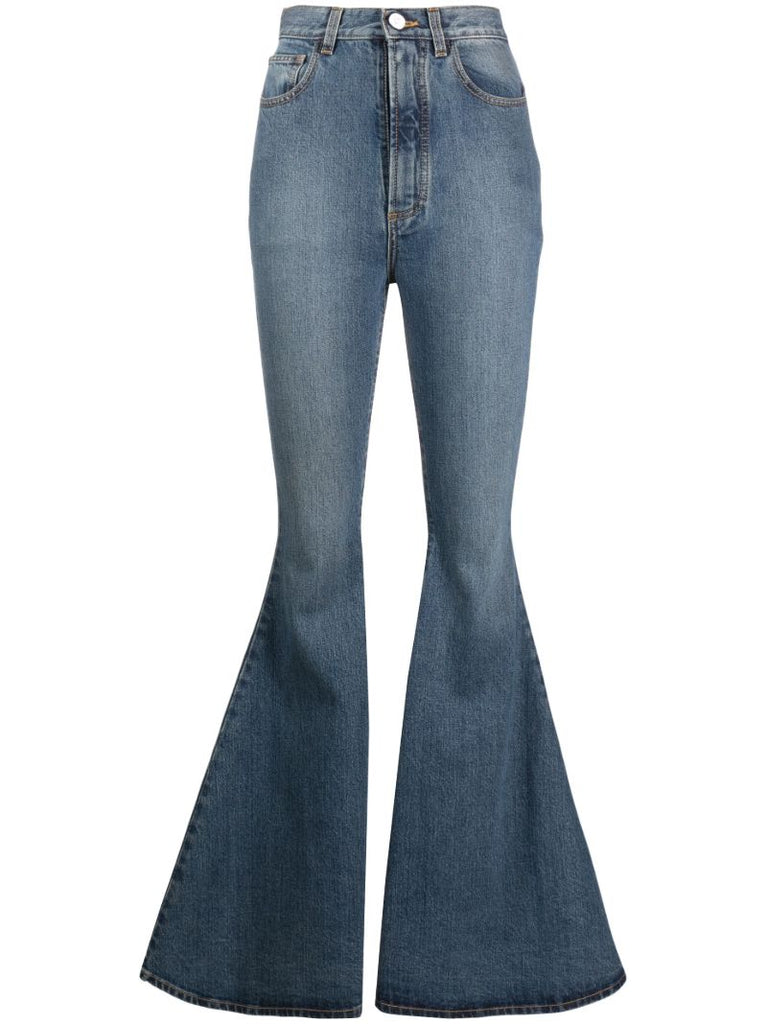 Blue High-rise Flared Jeans