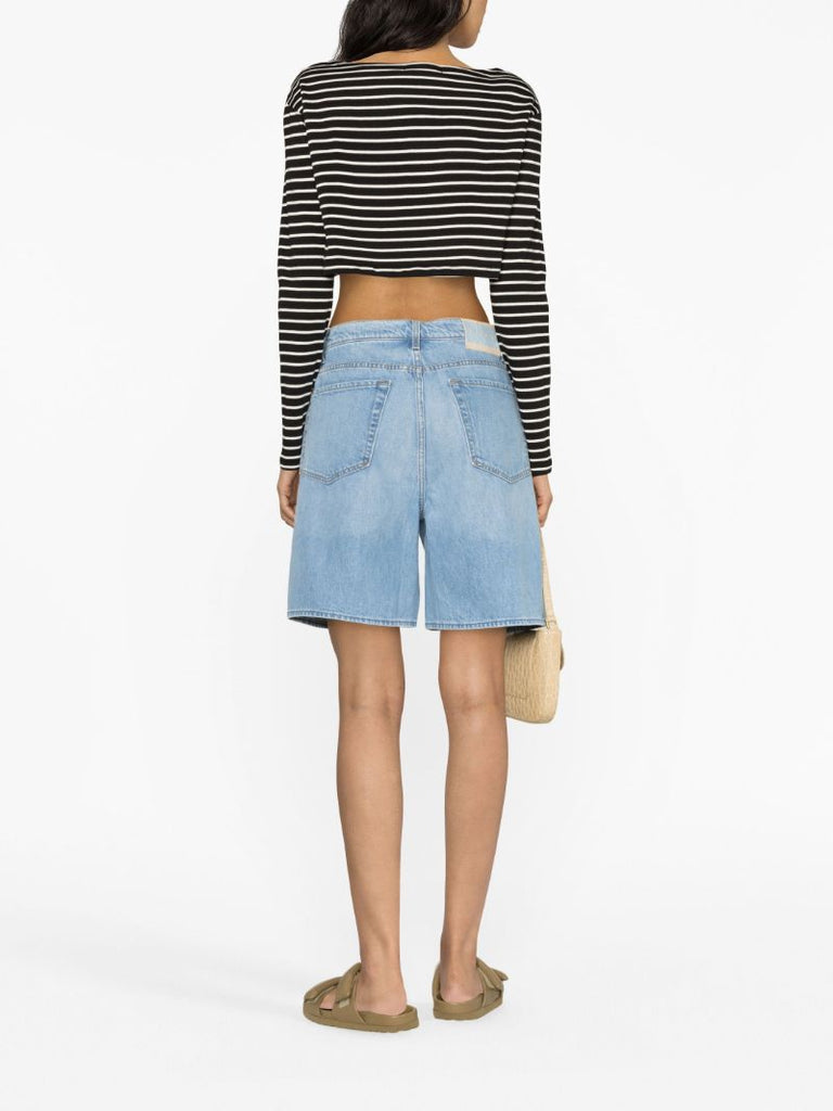 Blue High-rise Denim Shorts